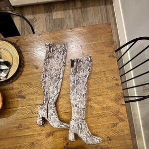 Marc Fisher Over-the-Knee Snake Print Boots – Size 7